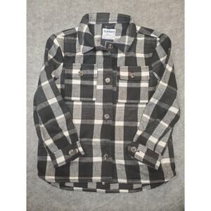 Old Navy Girls Black And White Plaid Flannel Shacket XL (14-16)